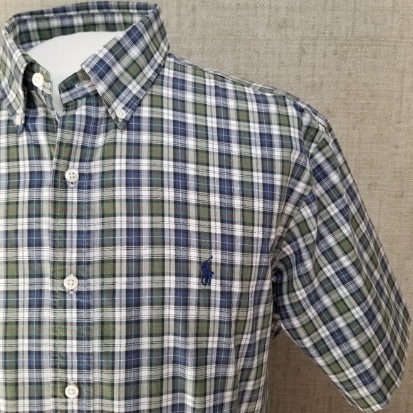 Ralph Lauren Other - RALPH LAUREN- Mens XL Short Sleeve Button Down Plaid Shirt -Green White Blue